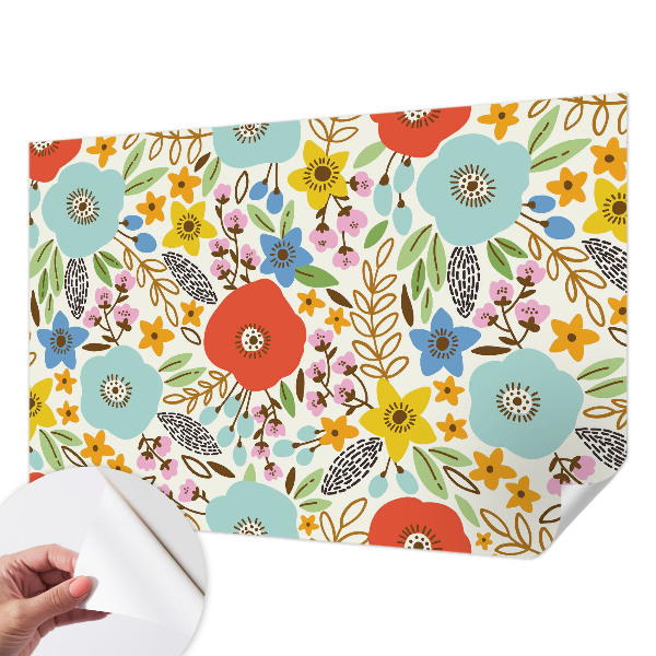 Samolepilna fototapeta za dnevno sobo Cvetlični vzorec