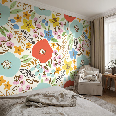 Samolepilna fototapeta za dnevno sobo Cvetlični vzorec