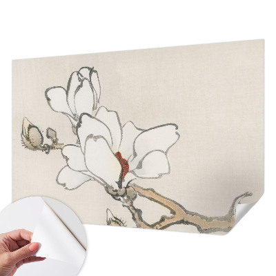 Samolepilna fototapeta za dnevno sobo z vzorcem nežnih magnolij