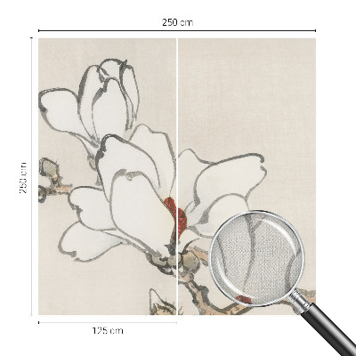 Samolepilna fototapeta za dnevno sobo z vzorcem nežnih magnolij