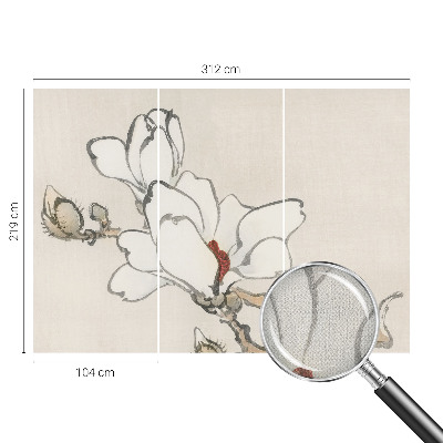 Samolepilna fototapeta za dnevno sobo z vzorcem nežnih magnolij
