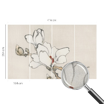 Samolepilna fototapeta za dnevno sobo z vzorcem nežnih magnolij