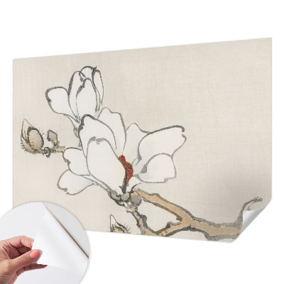 Samolepilna fototapeta za dnevno sobo z vzorcem nežnih magnolij