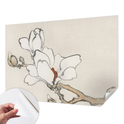 Samolepilna fototapeta za dnevno sobo z vzorcem nežnih magnolij