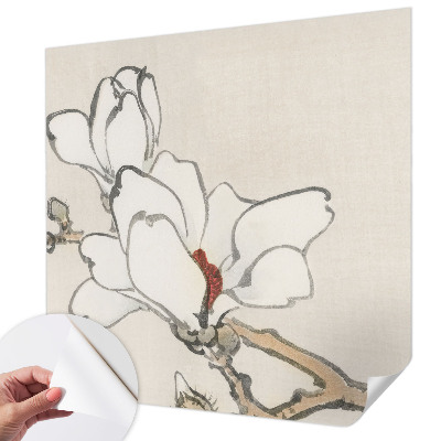 Samolepilna fototapeta za dnevno sobo z vzorcem nežnih magnolij