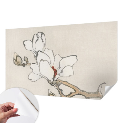 Samolepilna fototapeta za dnevno sobo z vzorcem nežnih magnolij
