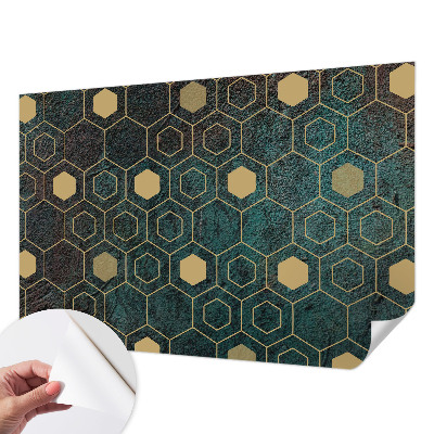 Samolepilna fototapeta za spalnico z geometričnim vzorcem šesterokotnikov