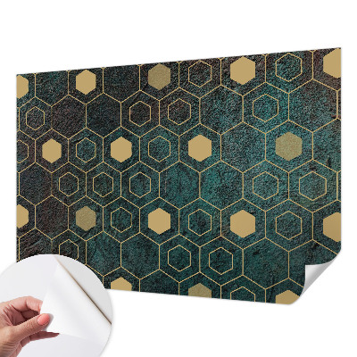 Samolepilna fototapeta za spalnico z geometričnim vzorcem šesterokotnikov