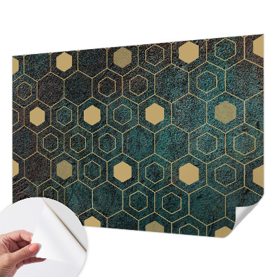 Samolepilna fototapeta za spalnico z geometričnim vzorcem šesterokotnikov