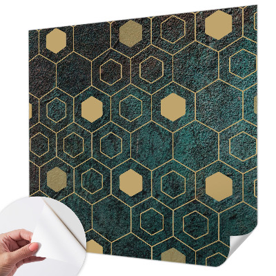 Samolepilna fototapeta za spalnico z geometričnim vzorcem šesterokotnikov