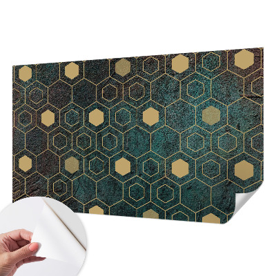 Samolepilna fototapeta za spalnico z geometričnim vzorcem šesterokotnikov