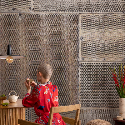 Samolepilna fototapeta za dnevno sobo Kovinski vzorci