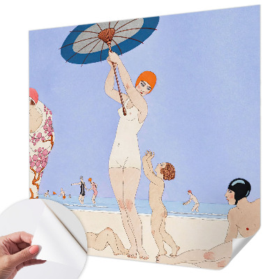 Samolepilna fototapeta za spalnico z motivom retro plaže
