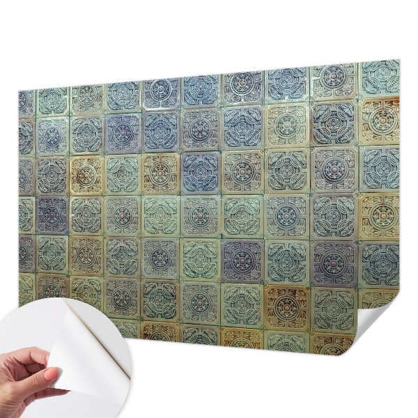 Samolepilna fototapeta za dnevno sobo z motivom geometrijskih ploščic