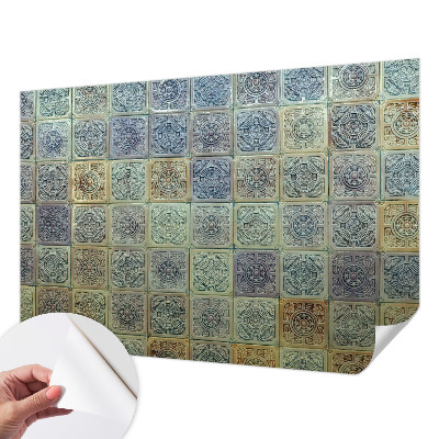 Samolepilna fototapeta za dnevno sobo z motivom geometrijskih ploščic