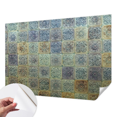 Samolepilna fototapeta za dnevno sobo z motivom geometrijskih ploščic