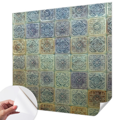 Samolepilna fototapeta za dnevno sobo z motivom geometrijskih ploščic