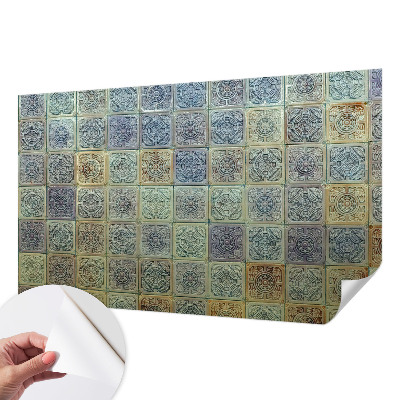 Samolepilna fototapeta za dnevno sobo z motivom geometrijskih ploščic