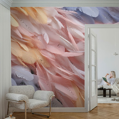 Otroška fototapeta s pastelnim motivom perja