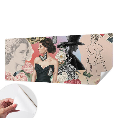 3D fototapeta z motivom rož in portretov
