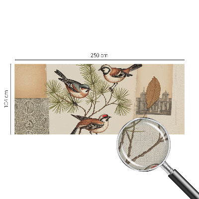 3D fototapeta s kolažem ptic