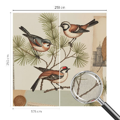 3D fototapeta s kolažem ptic