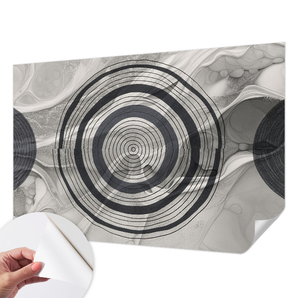 Samolepilna fototapeta za spalnico z motivom sivih krogov