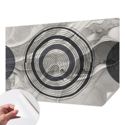Samolepilna fototapeta za spalnico z motivom sivih krogov