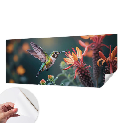 3D fototapeta s motivom cvetov in kolibrijev