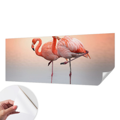 Samolepilna fototapeta z motivom nežnih flamingov