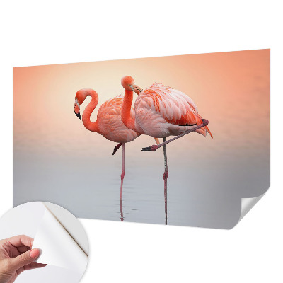 Samolepilna fototapeta z motivom nežnih flamingov