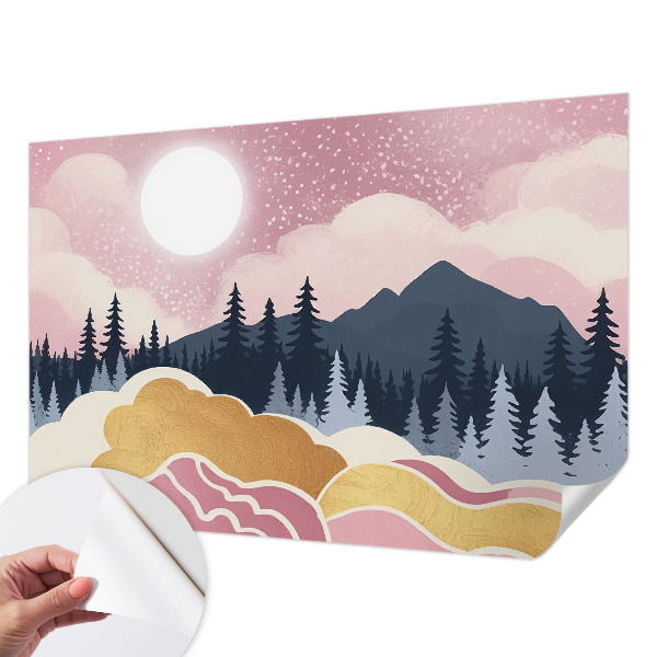 Samolepilna fototapeta za dnevno sobo Rožnati sončni zahod