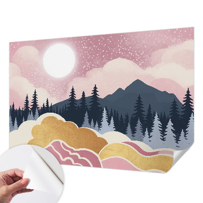 Samolepilna fototapeta za dnevno sobo Rožnati sončni zahod