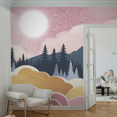 Samolepilna fototapeta za dnevno sobo Rožnati sončni zahod