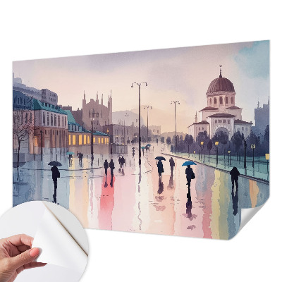 Otroška fototapeta z motivom deževnega sprehoda