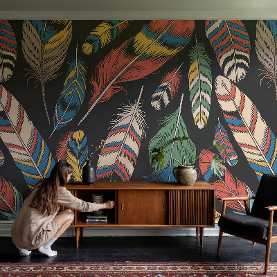 Samolepilna fototapeta za spalnico Barvito perje