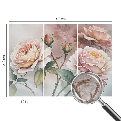 Samolepilna fototapeta za spalnico z vzorcem pastelnih vrtnic