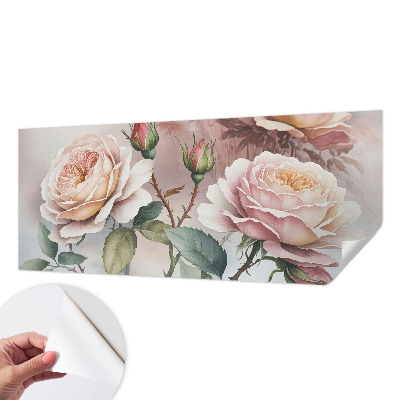 Samolepilna fototapeta za spalnico z vzorcem pastelnih vrtnic