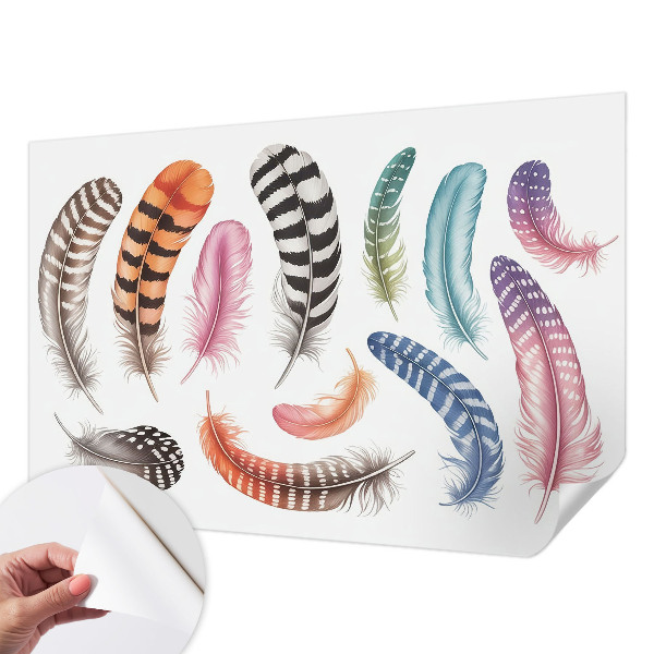 Samolepilna fototapeta z vzorcem pastelnih peres
