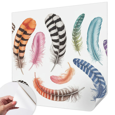 Samolepilna fototapeta z vzorcem pastelnih peres