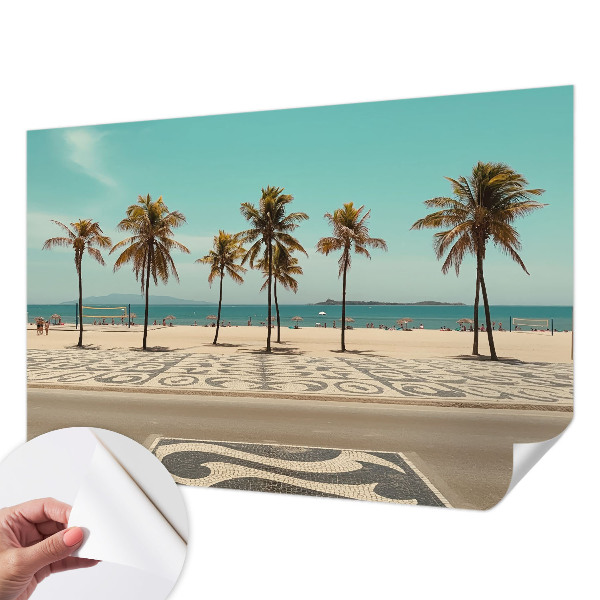 Samolepilna fototapeta za spalnico z motivom plaže s palmami