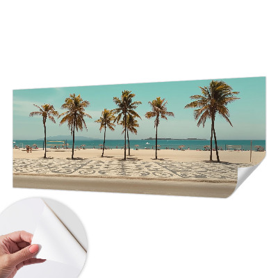 Samolepilna fototapeta za spalnico z motivom plaže s palmami