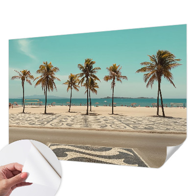 Samolepilna fototapeta za spalnico z motivom plaže s palmami