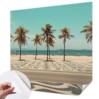 Samolepilna fototapeta za spalnico z motivom plaže s palmami