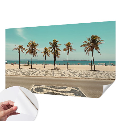 Samolepilna fototapeta za spalnico z motivom plaže s palmami