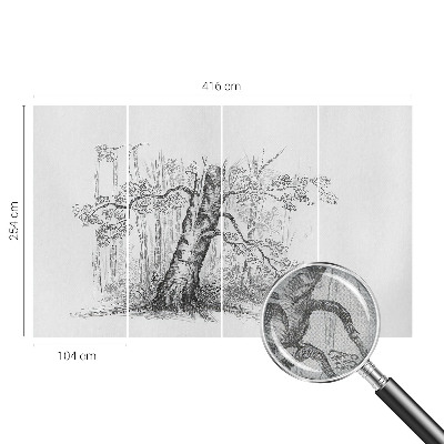 Samolepilna fototapeta za spalnico z motivom gozdnega drevesa