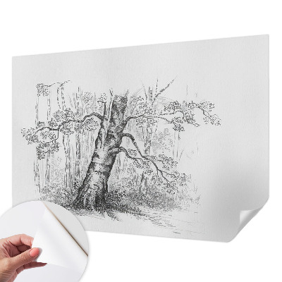 Samolepilna fototapeta za spalnico z motivom gozdnega drevesa