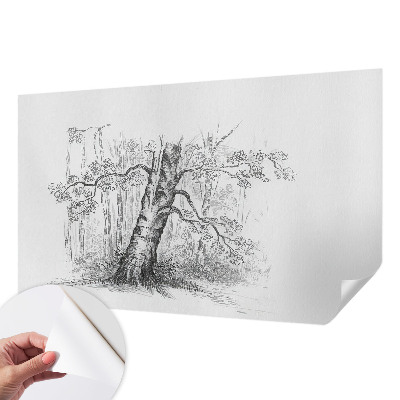 Samolepilna fototapeta za spalnico z motivom gozdnega drevesa