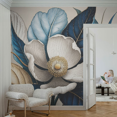 Samolepilna fototapeta za dnevno sobo z elegantnim florálnim vzorcem