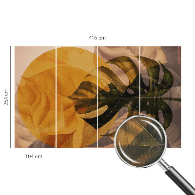 Samolepilna fototapeta za spalnico z abstraktnim motivom listov
